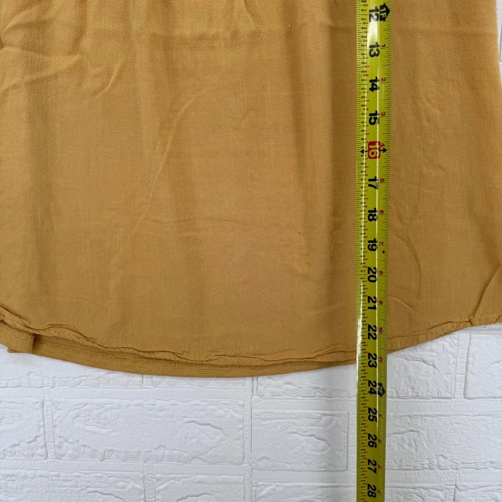 Flower & Feather Crochet Lace Blouse Women Size L Mustard Yellow Boho Top L